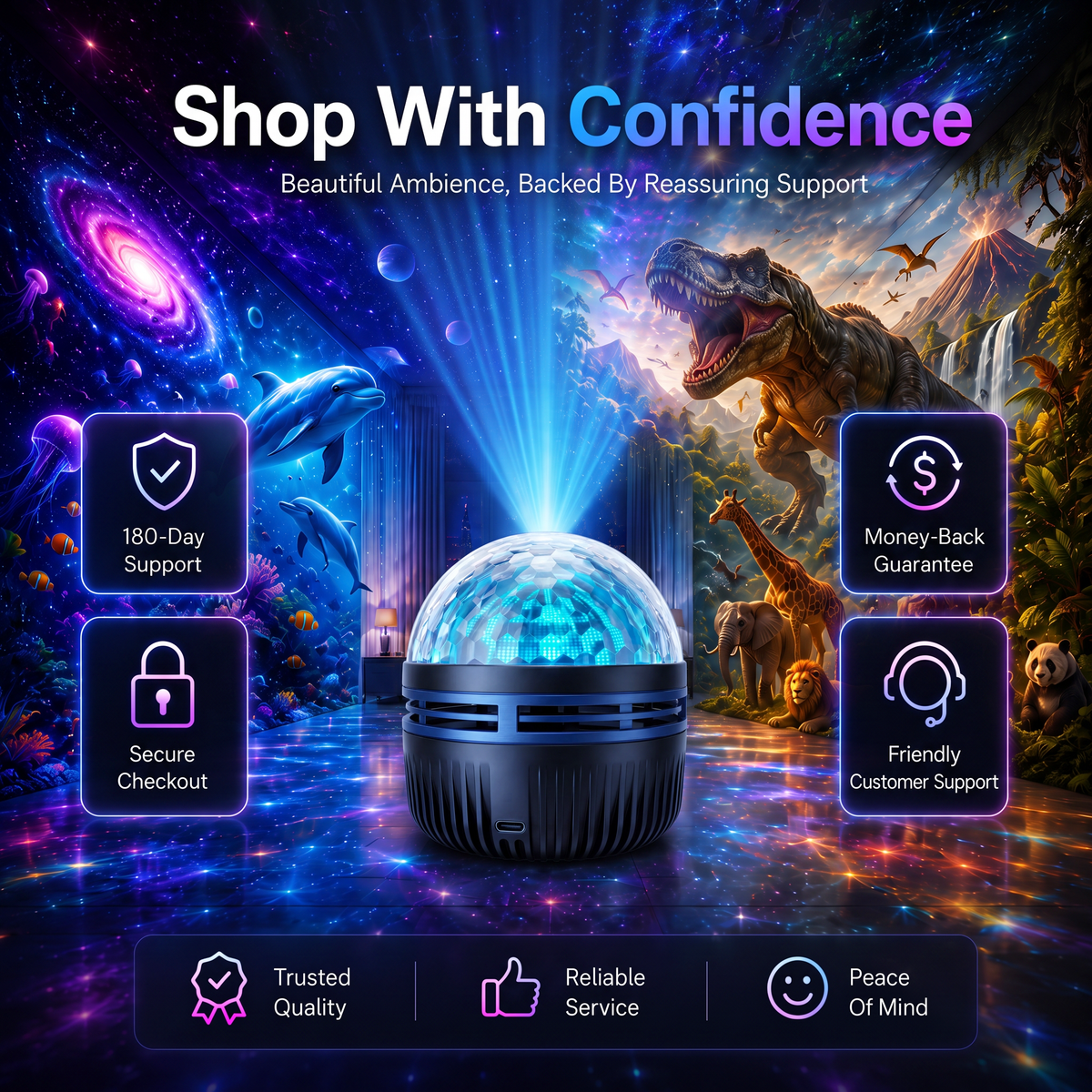 🎁360° Smart Holographic Starry Sky Projector (HD Smart Dynamic 5D)