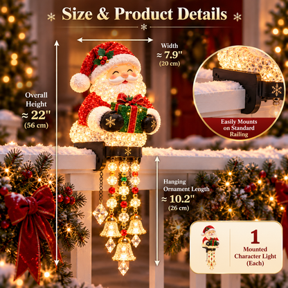 🎄 Christmas Character Railing Lights – Glowing Holiday Porch Decor