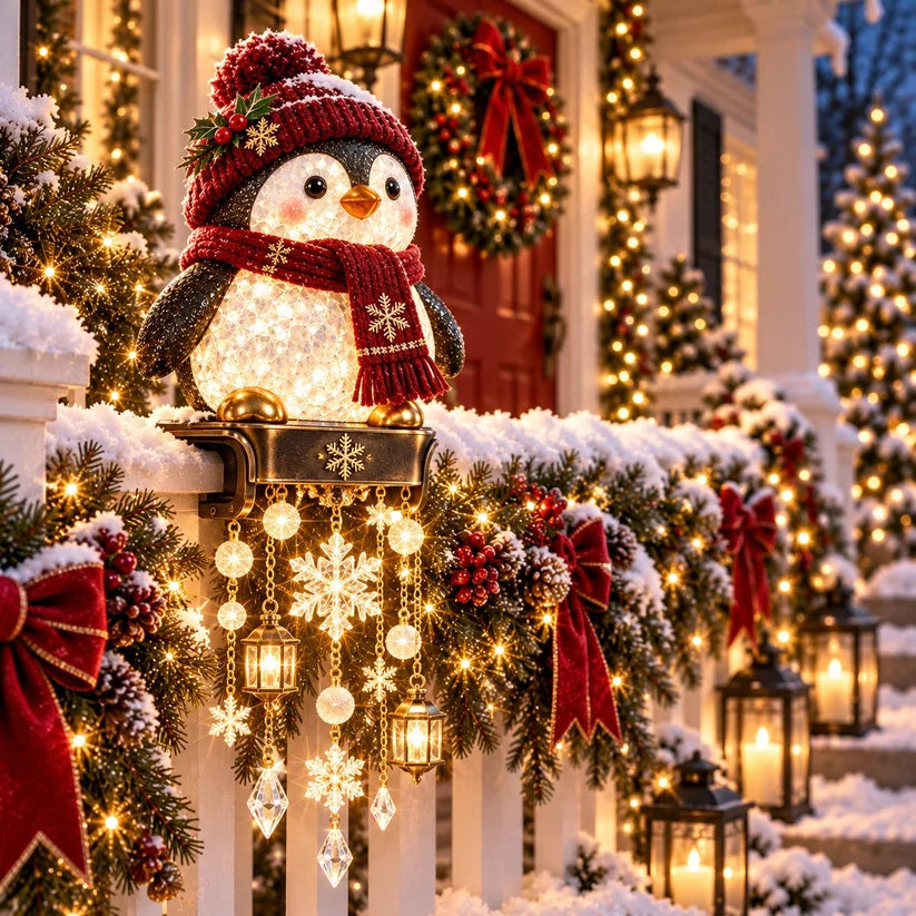 🎄 Christmas Character Railing Lights – Glowing Holiday Porch Decor
