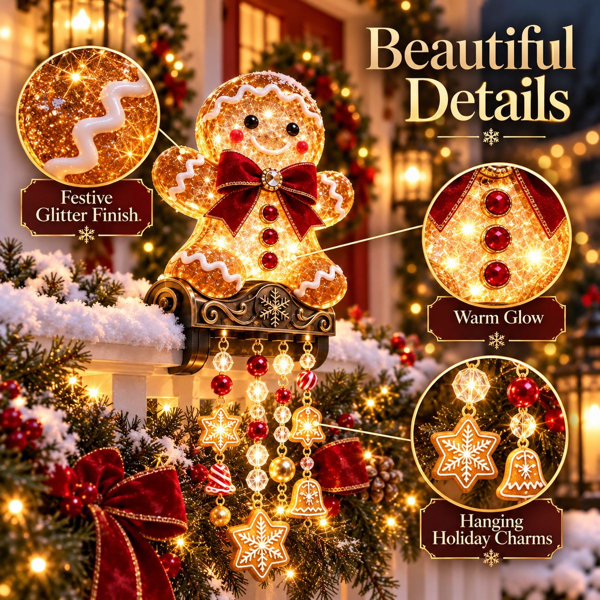 🎄 Christmas Character Railing Lights – Glowing Holiday Porch Decor