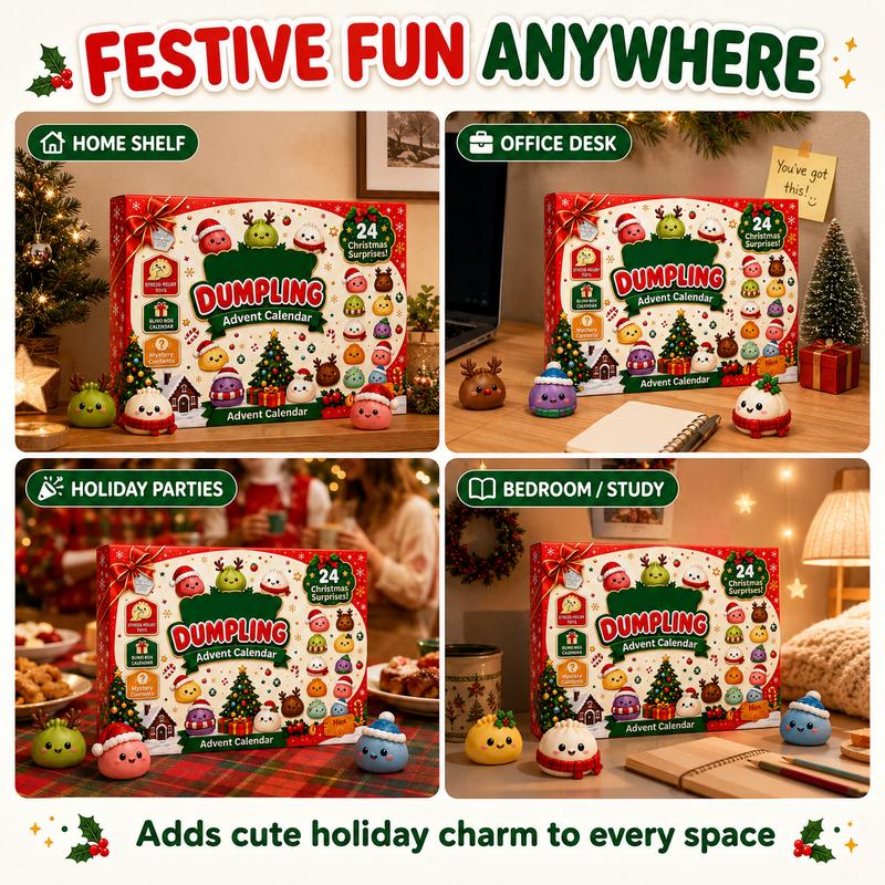 2026 Christmas Advent Calendar - 24 Surprise Kawaii Mini Food Squeeze Toys, Cute Soft Sensory Figures, Stress Relief Holiday Countdown Gift