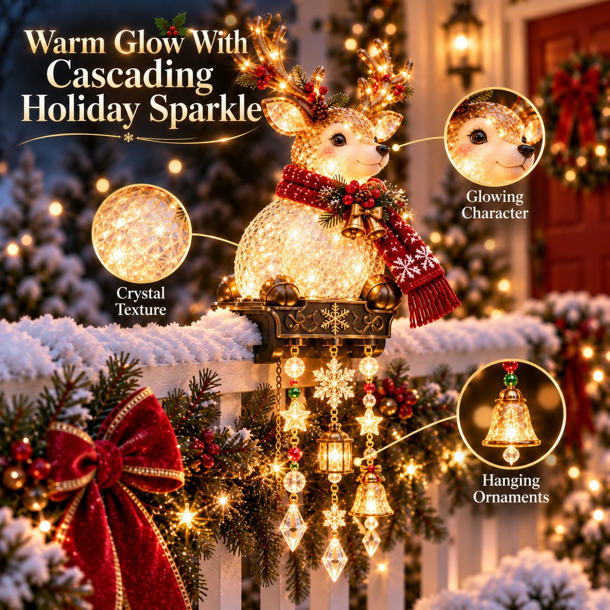 🎄 Christmas Character Railing Lights – Glowing Holiday Porch Decor