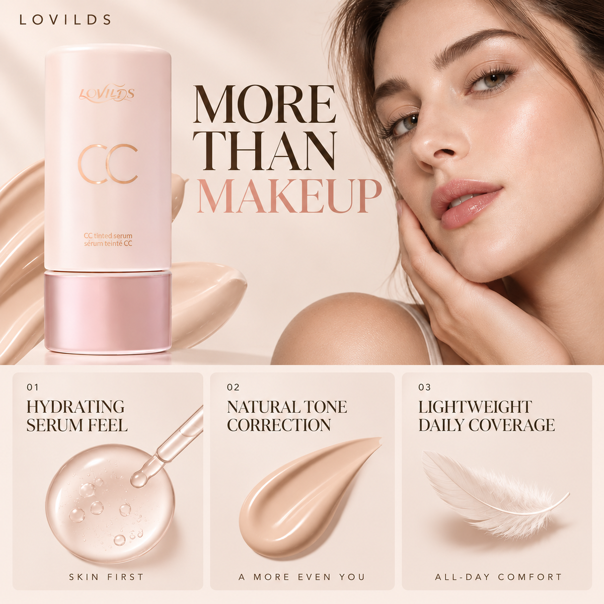 ✨LOVILDS® Lightweight CC Tinted Serum – Buildable, Natural-Looking Coverage