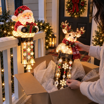 🎄 Christmas Character Railing Lights – Glowing Holiday Porch Decor