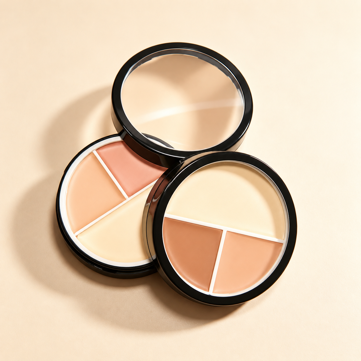 3-Color Multi-use Cream Concealer Palette, Buildable Medium to Full Coverage for Dark Circles, Blemishes and Redness