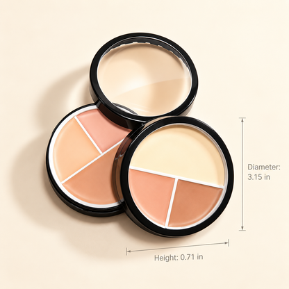 3-Color Multi-use Cream Concealer Palette, Buildable Medium to Full Coverage for Dark Circles, Blemishes and Redness