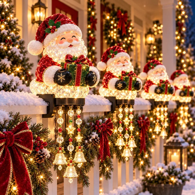 🎄 Christmas Character Railing Lights – Glowing Holiday Porch Decor