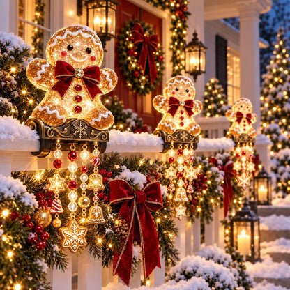 🎄 Christmas Character Railing Lights – Glowing Holiday Porch Decor