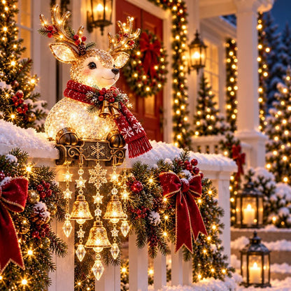 🎄 Christmas Character Railing Lights – Glowing Holiday Porch Decor